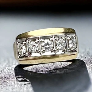 ¡Impresionante anillo de diamantes de oro amarillo de 14 quilates de 1,15 quilates talla 14 13,3 gramos! - Imagen 1 de 9