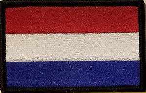 Netherlands Flag Military Army Patch With Hook & Loop Fastener Black Border  - Picture 1 of 1