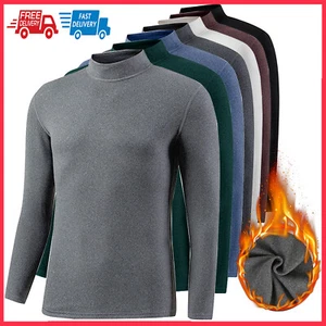 US Mens Turtleneck Pullover Long Sleeve Jumper Warm Casual Slim Fit T-Shirts Top - Picture 1 of 21