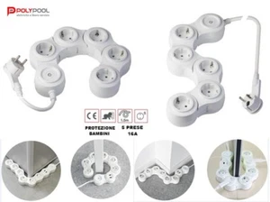 MULTIPRESA SNODABILE CON SPINA + 5 PRESE STANDARD TEDESCHE SCHUKO E INTERRUTTORE - Foto 1 di 3