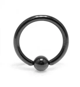 Black Titanium Plated Steel CBR Captive Ring Earring Ear Eyebrow Nipple 14g 10mm - Picture 1 of 1