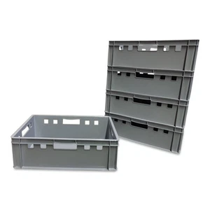 5 x Eurofleischkiste E2 Lagerkiste Metzgerkiste Box Behälter stapelbar grau - Bild 1 von 1