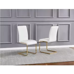 Dining Side Chairs Set Kitchen Modern Seat Legs Back White Gold Stainless Steel - Picture 1 of 1