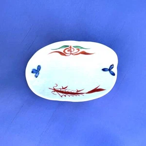 4.5" Asian Design Porcelain Ceramic 3 Footed Appetizer Primal Symbols Dish - Imagen 1 de 5