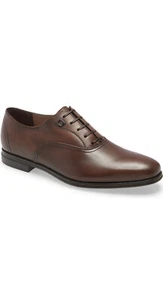 New Auth Salvatore Ferragamo Slate Men Leather Brown Lace Oxford Shoes 10 $795 - Picture 1 of 12