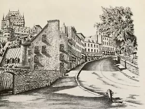 Pencil drawing: Quebec art picture black & white. The drawing about 14X10 +rim". - Picture 1 of 8