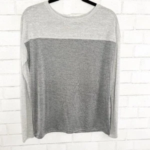 Vince graues leichtes Langarm-T-Shirt mit Farbblock Damen Größe XS - Bild 1 von 7