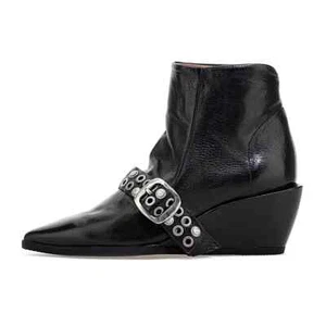 NWB A.S.98 Women's Maxie B83201 Leather Buckle Bootie in Black - Picture 1 of 4
