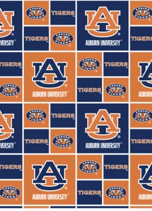 Auburn University Tigers Cotton Fabric Geometric Design-Sold By The Yard - Picture 1 of 1