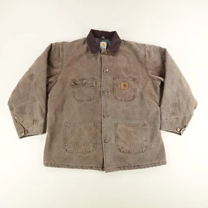 Vintage Carhartt Jacket Large Sandstone Duck Canvas Blanket Lined Chore Coat C02 - Picture 1 of 10