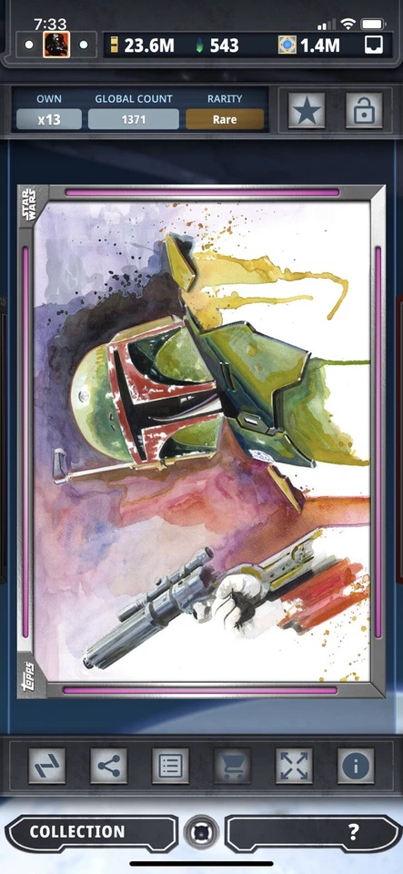 Topps Star Wars Digital Card Trader Purple Premiere Paintings Boba Fett Insert - Image 1 of 1