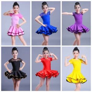 Girls Outfit Latin Dancing Dress with Shorts Training Ballroom Dancewear Salsa - Picture 1 of 23