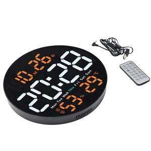 Stylish LED Wall Clock with Alarm Temperature and Humidity Display 10 Inch - Picture 1 of 59