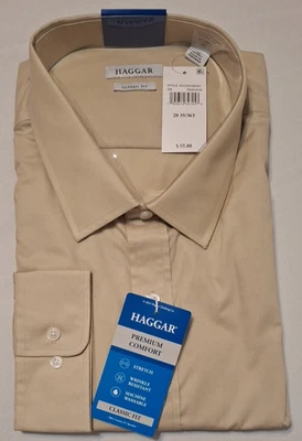 Camisa de Vestir 20 x 35/36 ALTA Para Hombre Haggar Premium Cómoda Calce Clásico TAN Foto 1 de 4