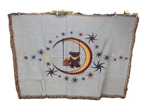 VINTAGE Grateful Dead Moon Swing Woven Cotton Blanket RARE 74in X 50in FLAW - Picture 1 of 1