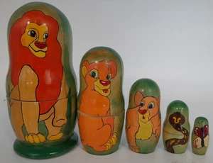 Sergiev Posad Holz Nestpuppe Set 5 verschiedene Tiere A56 G137 - Bild 1 von 14