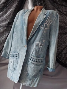 VTG SUNNY SPORT GEO ACID WASH SOFTEST EVER COTTON BLAZER RETRO 80S PUNK ROCK 12 - Picture 1 of 12