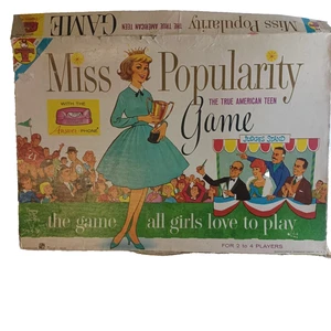 Miss Popularity Board Game 1961 Near Complete Box is Rough Phone Trophy Hearts - Picture 1 of 6