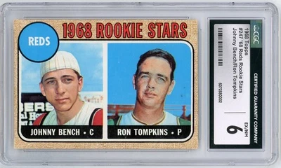 1968 Topps #247 Johnny Bench RC CGC 6 EX-MT HOF Vintage Reds Rookie - Image 1 of 2