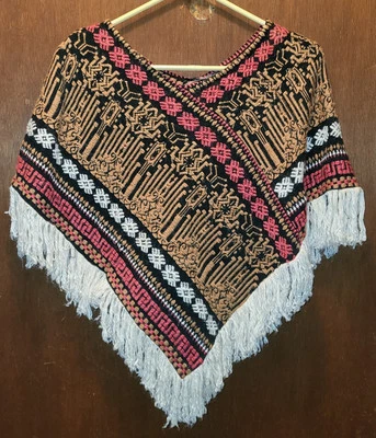 Винтажное пончо бохо хиппи сделано в Греции - Изображение 1 из 4