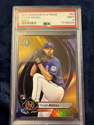 2022 Bowman Platinum Tylor McGill Gold /50 Mint 9 New York Mets RC - Image 1 of 3