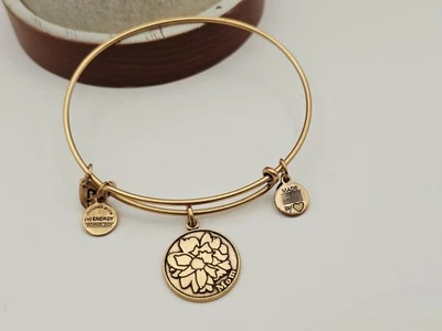 Alex & Ani " I Love You Mom  " 💕Charm Floral Bangle Bracelet Golden ✨️💖  - Image 1 of 4