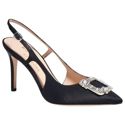 Kate Spade New York Hebilla Tacón Alto Talla 9.5B NUEVO Negro Estrás Foto 1 de 4
