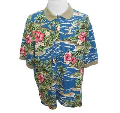 Camisa Polo HILO HATTIE Para Hombre (Talla XL) Hawaiana Aloha Manga Corta Hecha en Hawaii Foto 1 de 4