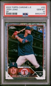 Josh Jung RC 2023 Topps Chrome Logofractor SP Image Variation #93 PSA 10 GEM MT - Picture 1 of 3