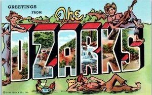 Greetings from THE OZARKS Missouri MO linen - Postcard - Picture 1 of 2
