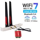 WiFi 7 Intel BE200 Tri Band BT5.4 Wireless Network Card for Desktop Antennas Set