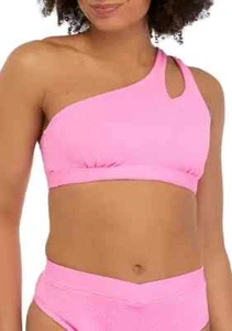 Jessica Simpson Sweet Daisy One Shoulder Swim Top, Lip Gloss, Large - Picture 1 of 3
