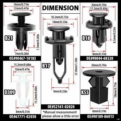 100PCS Clips & Pins Fender Liner & Bumper Cover Retainer Rivets For Toyota Lexus - Image 1 of 4