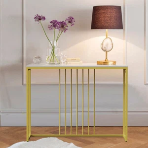 Modern Accent Console Table End Table Marble Effect Storage Shelf Hallway Hall - Picture 1 of 12