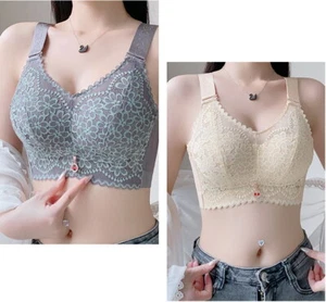 Sujetadores de mujer cobertura completa sin costuras florales finos inalámbricos talla grande ropa interior 20551 - Imagen 1 de 34