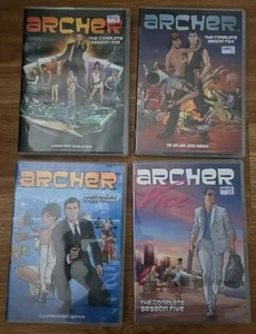 Archer Season 1 -3 & 5 (2010, 2014-DVD) TV Series Animation Adult Comedy - Foto 1 di 2