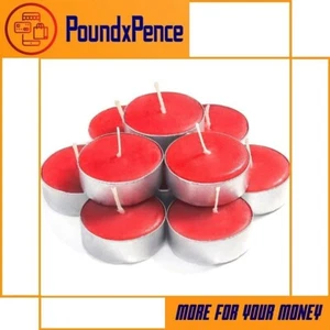 32 X RED TEA LIGHTS APPLE & WARM CINNAMON FRAGRANCED HOME DINNER NIGHT CANDLES - Picture 1 of 1
