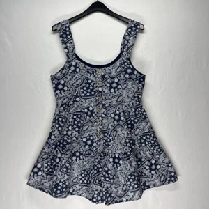 Neu Strampler Damen klein Leinenmischung Paisley Bandana Print dunkelblau Cowgirl - Bild 1 von 10