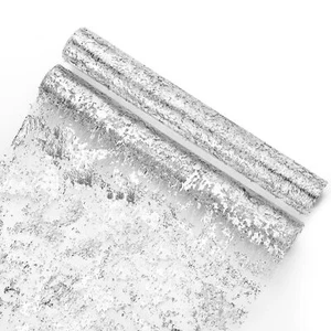 2 Pieces Silver Table Runner 11 Inch x 32 Feet Glitter Foil Metallic Silver T... - Picture 1 of 6
