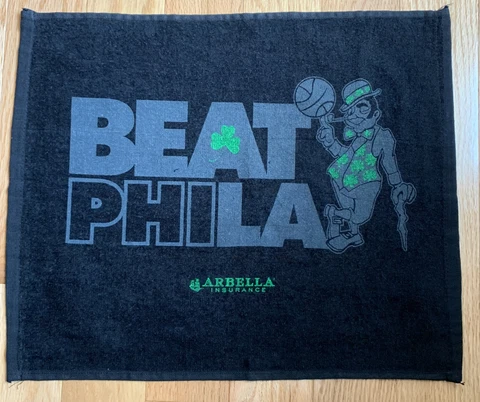 Boston Celtics “BEAT PHILA” 2023 Fan Rally Towel 5/3/23 Playoffs 76-ers 15x18 ☘️ Cover