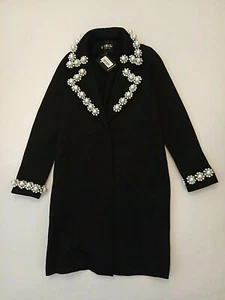 Rebel schwarzer Mantel mit Perle Blume Detail UK 10 (110523sh) - Bild 1 von 6
