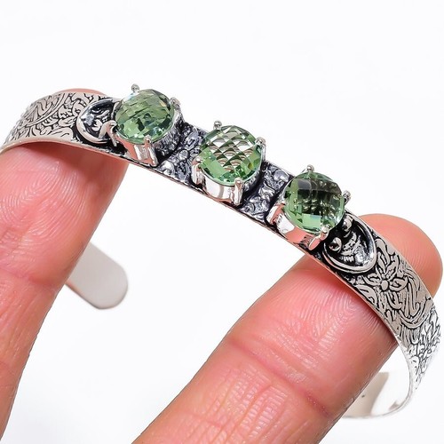 VALENTINO Bracciale in argento sterling 925 fatto a mano con pietre preziose ametista verde regolabile