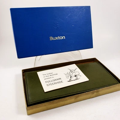 Vintage Buxton Burnished Saddle Box Full Grain Steerhide Ladies Wallet With Box Foto 1 de 4