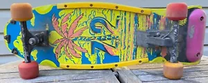 1980’s Nash Z2 Skateboard Complete XR-2 Trucks Retro Neon GREEN Palm Tree READ - Picture 1 of 20