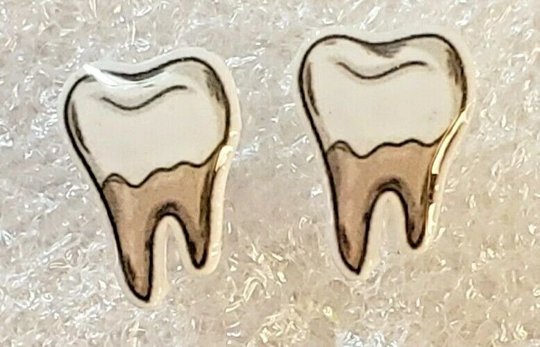 Tooth Teeny Tiny Dental Dentist Flat Acrylic Post Stud Earrings Jewelry - Image 1 of 1