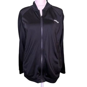 Adidas Womens size large track jacket Full Zip long sleeve Black - Imagen 1 de 9