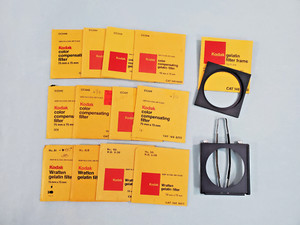 SET OF 12 VARIOUS Kodak Wratten Gelatin Filters & 2 different Filter Frame sets
