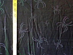 IRRIDESCENT SPIDERS ON PURPLE & BLACK MESH FABRIC 35X43 INCHES - Picture 1 of 1