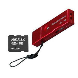 SanDisk 8GB Memory card with Genuine Sony Ericsson M2 USB Card Reader