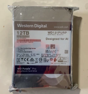 WD WD121PURP-74B5SY0 Purple 12TB 3.5" Designed for AI Internal SATA Hard Drive - Picture 1 of 3
